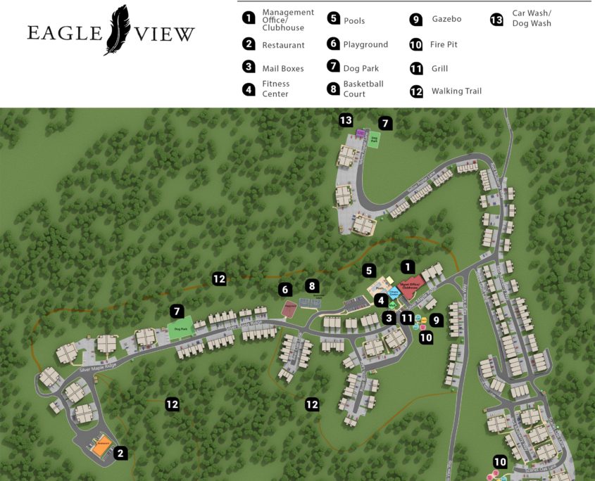 Eagle View Aerial Layout with Amenities